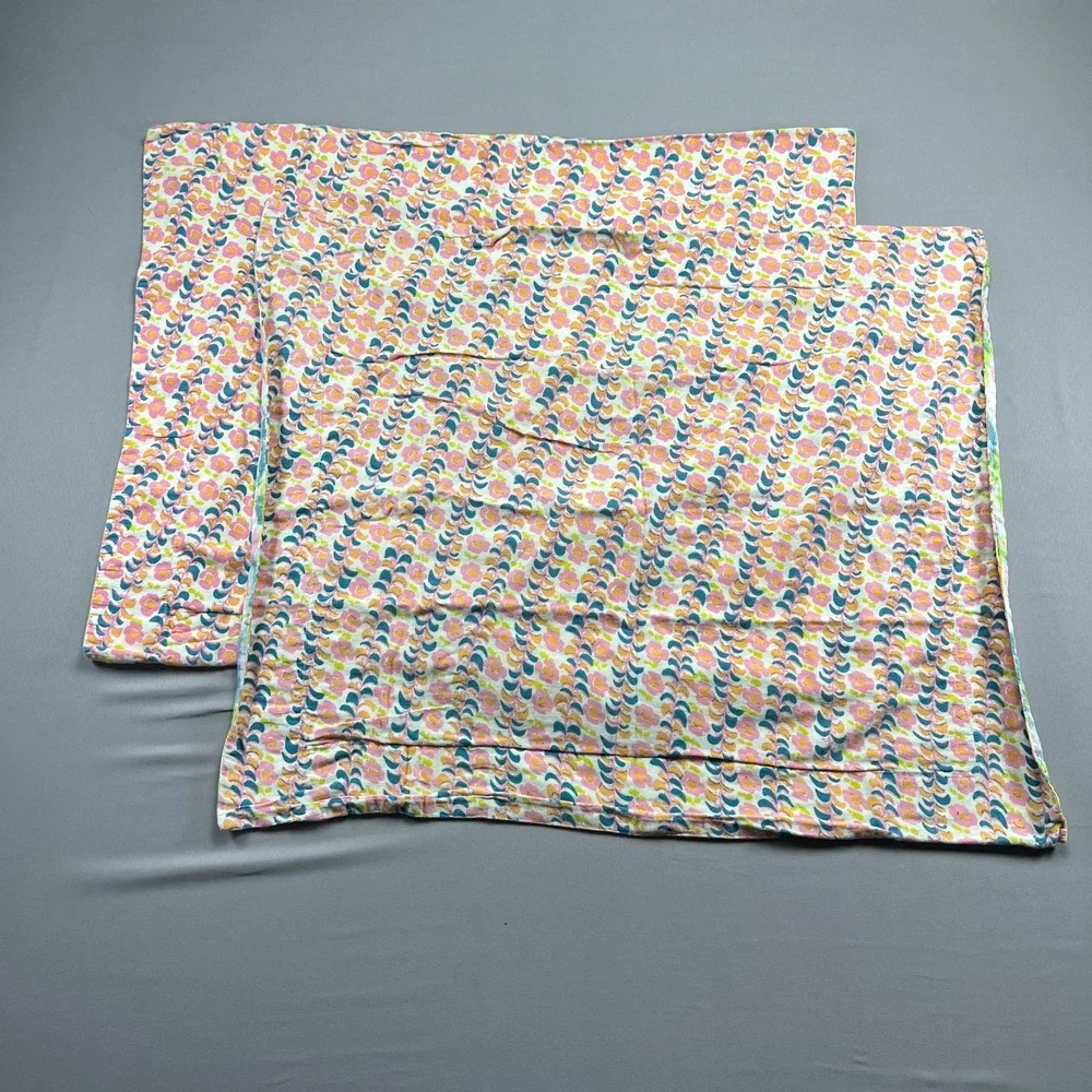 Set Of 2 Standard Pillow Shams Multicolor Abstract Colorful Bedding (24